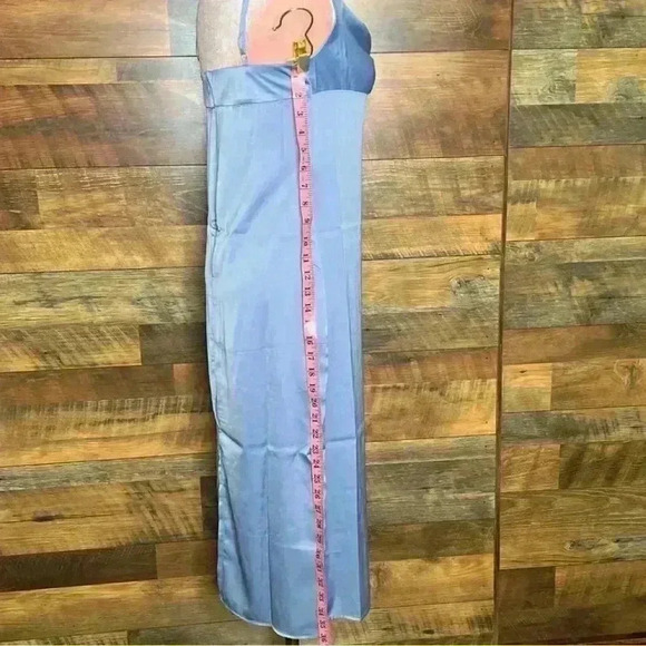 We Wore What Cowl Midi Satin Charmeuse Dress in Slate Blue, Size 4. NWT! - Picture 15 of 15